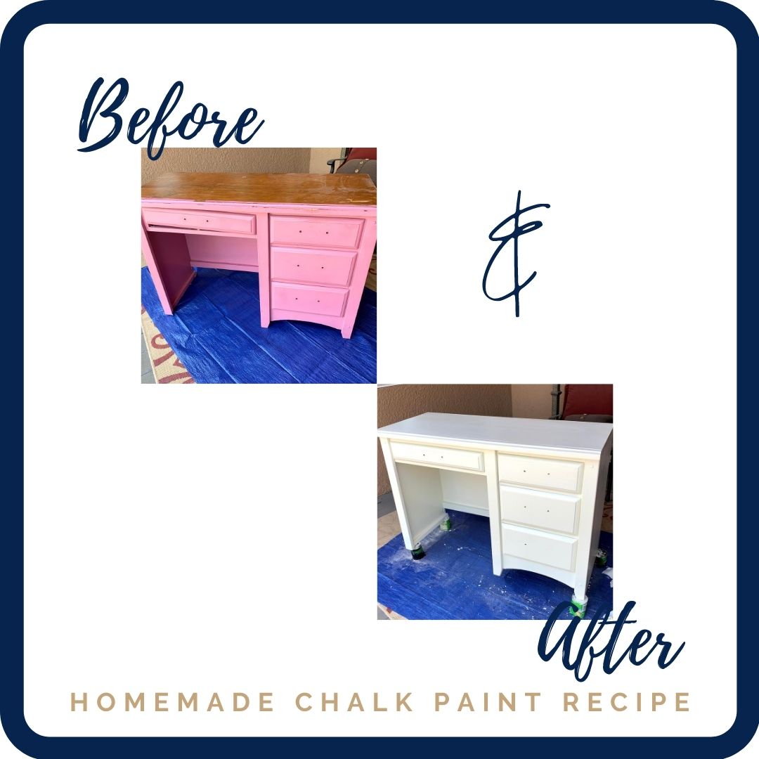 Desk makeover chalk paint