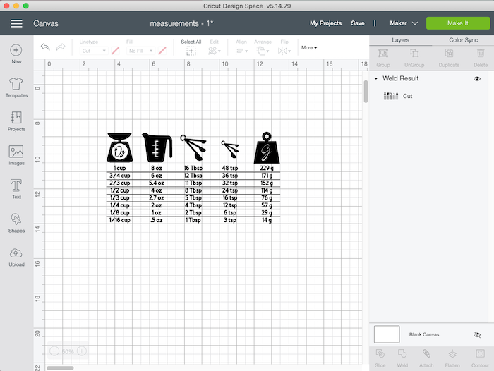 cricut measurements